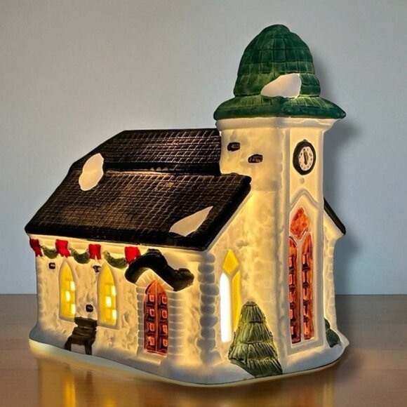 Santa’s Best Other - Vintage Village Church St Jude Porcelain Christmas Light Up House Holiday Decor